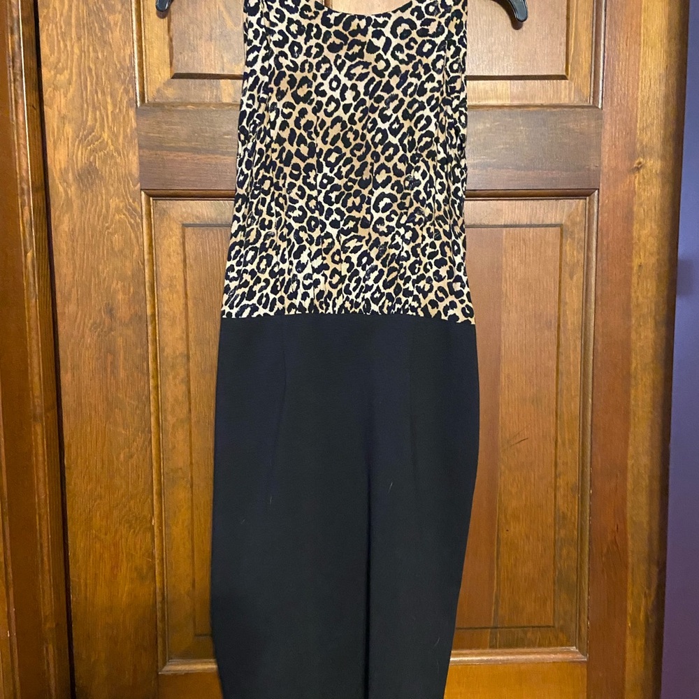 Rebecca Taylor Leopard Print and Black Dress